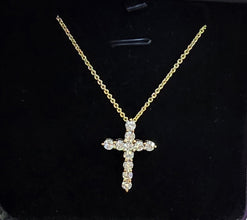 14K YELLOW GOLD NECKLACE W/ DIAMOND CROSS PENDANT