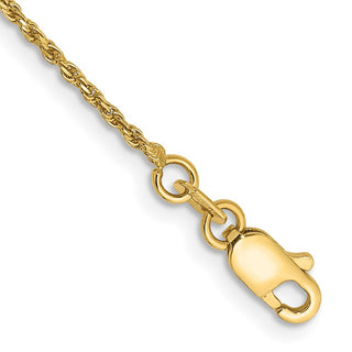 14k 1.15mm Diamond-cut Machine-made Rope Chain Anklet