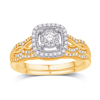 14K Yellow Gold 0.35 Carat (0.10 CTR) Certified Round Bridal Ring-0532254-YG