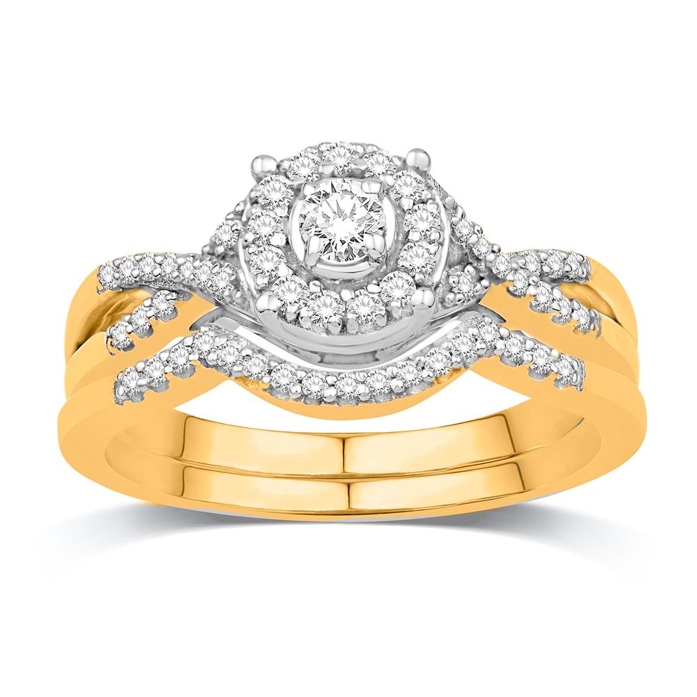 14K Yellow Gold 0.33 Carat (0.14 CTR) Round Bridal Ring-0532624-YG