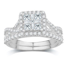 Cargar imagen en el visor de la galería, 14K White Gold 1.00 Carat Square Bridal Ring-0532784-WG