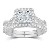 14K White Gold 1.00 Carat Square Bridal Ring-0532784-WG