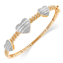 Cargar imagen en el visor de la galería, 10KT Two-Tone (Yellow and White) Gold 1.23 Carat Heart Bangle-1360006-TT-YW