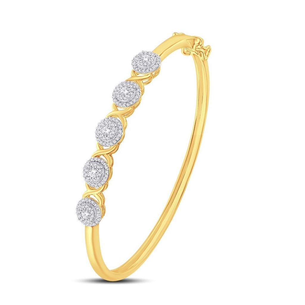 10KT Yellow Gold 0.74 Carat Twisted Cluster Diamond Bangle-1725003-YG