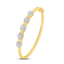 Cargar imagen en el visor de la galería, 10KT Yellow Gold 0.74 Carat Twisted Cluster Diamond Bangle-1725003-YG