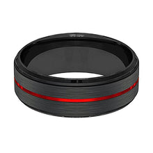 Load image into Gallery viewer, BATMOBILE Red Grooved Tungsten Wedding Band