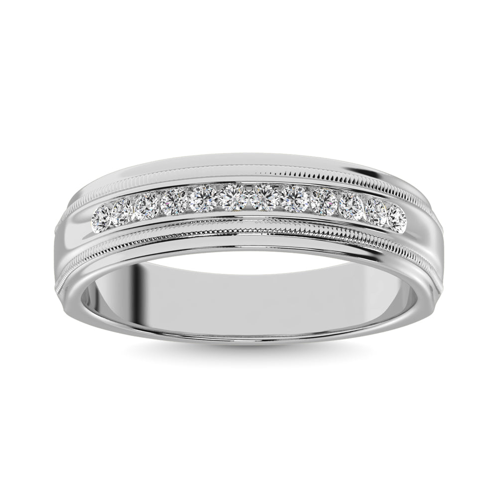 14K White Gold 1 Ct.Tw. Diamond Mens Machine Band