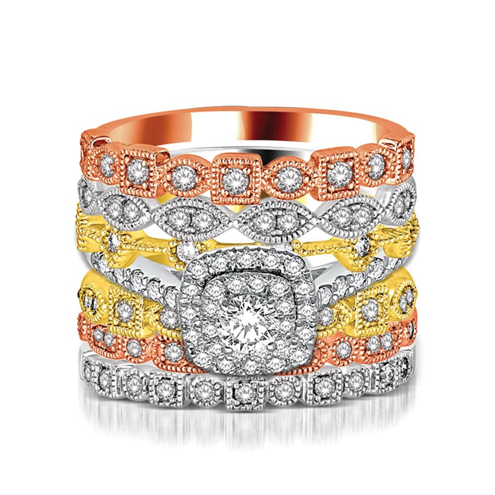 14K White Gold 1/20 Ct.Tw.Diamond Stackable Band