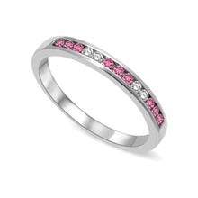 Load image into Gallery viewer, 14K White Gold 1/5 Ctw Pink Sapphire &amp; Diamond Machine Band