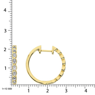 14K Yellow Gold 1/3 Ct.Tw. Diamond Hoop Earrings