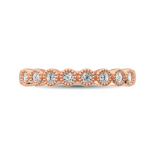 Diamond 1/4 Ctw Stackable Bezel Band with Beaded Setting in 14K Rose Gold