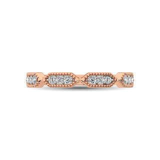 Beaded Style Band set with 1/6 Ctw Diamond in 14K Rose Gold