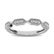 Cargar imagen en el visor de la galería, Beaded Style Band set with 1/6 Ctw Diamond in 14K White Gold