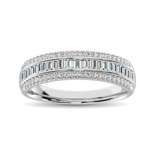 14K White Gold Round and Baguette Diamond 2/5 Ct.Tw. Anniversary Band