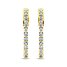 Cargar imagen en el visor de la galería, 10K Yellow Gold Diamond 1 1/2 Ct.Tw. In and Out Hoop Earrings