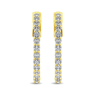 10K Yellow Gold Diamond 1 1/2 Ct.Tw. In and Out Hoop Earrings