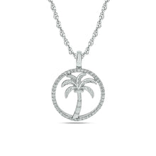 Load image into Gallery viewer, Diamond Sea Of life Palm Tree Pendant 1/8 ct tw in Sterling Silver