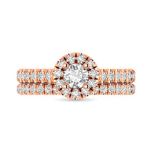 Cargar imagen en el visor de la galería, Diamond Classic Shank Single Halo Bridal Ring 1 ct tw Round Cut in 14K Rose Gold