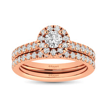Cargar imagen en el visor de la galería, Diamond Classic Shank Single Halo Bridal Ring 1 ct tw Round Cut in 14K Rose Gold