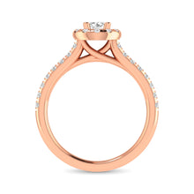 Cargar imagen en el visor de la galería, Diamond Classic Shank Single Halo Bridal Ring 1 ct tw Round Cut in 14K Rose Gold