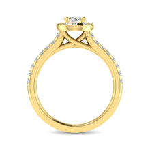 Cargar imagen en el visor de la galería, Diamond Classic Shank Single Halo Bridal Ring 1 ct tw Round Cut in 14K Yellow Gold