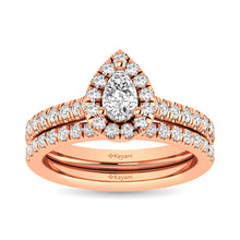 Cargar imagen en el visor de la galería, Diamond Classic Shank Single Halo Bridal Ring 1 ct tw Pear Cut in 14K Rose Gold