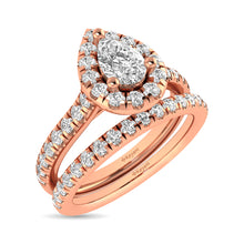 Cargar imagen en el visor de la galería, Diamond Classic Shank Single Halo Bridal Ring 1 ct tw Pear Cut in 14K Rose Gold