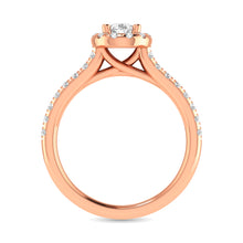 Cargar imagen en el visor de la galería, Diamond Classic Shank Single Halo Bridal Ring 1 ct tw Pear Cut in 14K Rose Gold