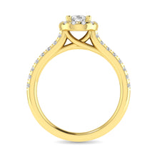 Cargar imagen en el visor de la galería, Diamond Classic Shank Single Halo Bridal Ring 1 ct tw Pear Cut in 14K Yellow Gold