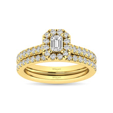 Cargar imagen en el visor de la galería, Diamond Classic Shank Single Halo Bridal Ring 1 ct tw Emerald Cut in 14K Yellow Gold