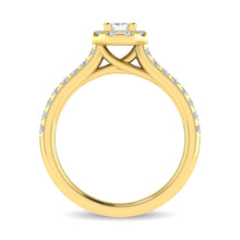 Cargar imagen en el visor de la galería, Diamond Classic Shank Single Halo Bridal Ring 1 ct tw Emerald Cut in 14K Yellow Gold