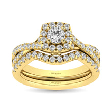 Cargar imagen en el visor de la galería, Diamond  Twist Shank Single Halo Bridal Ring 1 ct tw Round Cut in 14K Yellow Gold