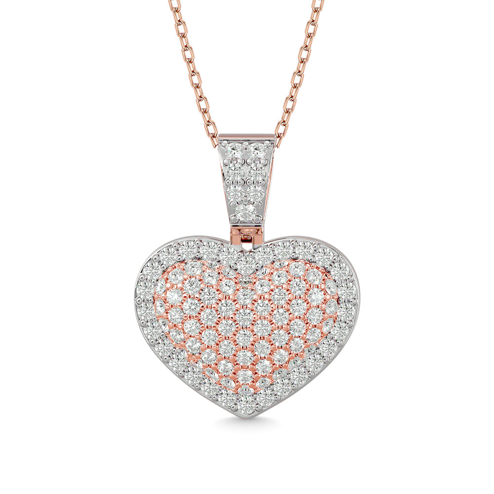 Diamond 1 1/2 ct tw Heart Pendant in 10K Pink Gold With White Gold Touch