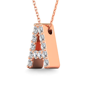Diamond 1/8 Ct.Tw. Letter A Pendant in 14K Rose Gold