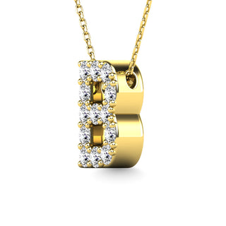 Diamond 1/8 Ct.Tw. Letter B Pendant in 14K Yellow Gold