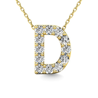 Diamond 1/8 Ct.Tw. Letter D Pendant in 14K Yellow Gold