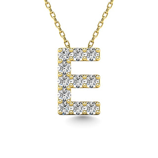 Diamond 1/10 Ct.Tw. Letter E Pendant in 14K Yellow Gold