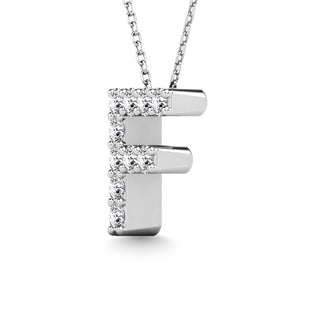 Diamond 1/10 Ct.Tw. Letter F Pendant in 14K White Gold