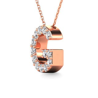 Diamond 1/8 Ct.Tw. Letter G Pendant in 14K Rose Gold