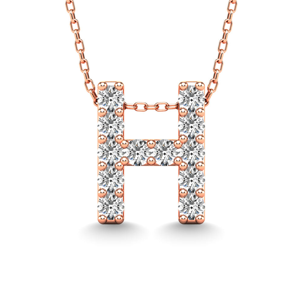 Diamond 1/8 Ct.Tw. Letter H Pendant in 14K Rose Gold"