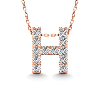Diamond 1/8 Ct.Tw. Letter H Pendant in 14K Rose Gold
