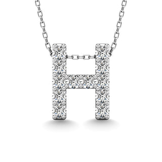 Diamond 1/8 Ct.Tw. Letter H Pendant in 14K White Gold