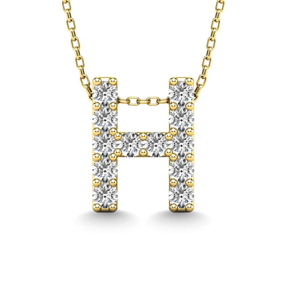 Diamond 1/8 Ct.Tw. Letter H Pendant in 14K Yellow Gold"