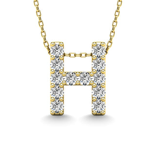 Diamond 1/8 Ct.Tw. Letter H Pendant in 14K Yellow Gold
