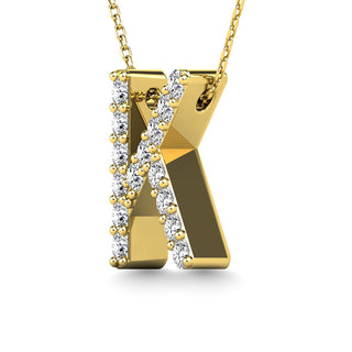 Diamond 1/8 Ct.Tw. Letter K Pendant in 14K Yellow Gold