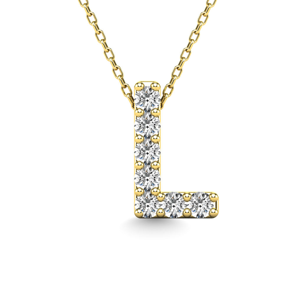 Diamond 1/20 Ct.Tw. Letter L Pendant in 14K Yellow Gold"