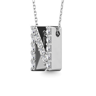 Diamond 1/6 Ct.Tw. Letter N Pendant in 14K White Gold