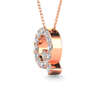 Diamond 1/6 Ct.Tw. Letter Q Pendant in 14K Rose Gold