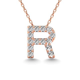 Diamond 1/8 Ct.Tw. Letter R Pendant in 14K Rose Gold