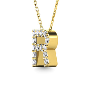 Diamond 1/8 Ct.Tw. Letter R Pendant in 14K Yellow Gold